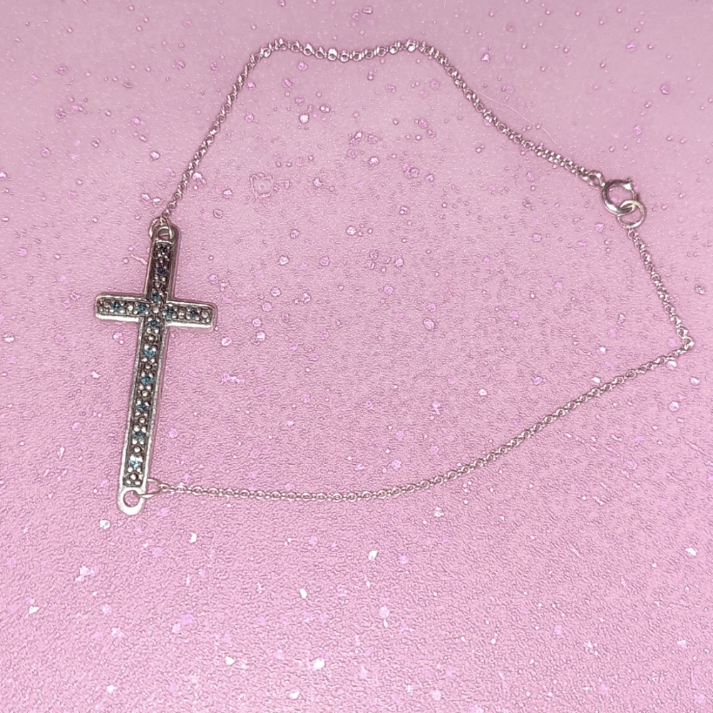 925 sterling silver gemstone cross bracelet.